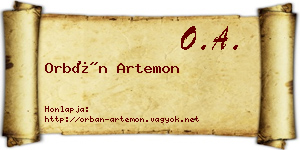 Orbán Artemon névjegykártya